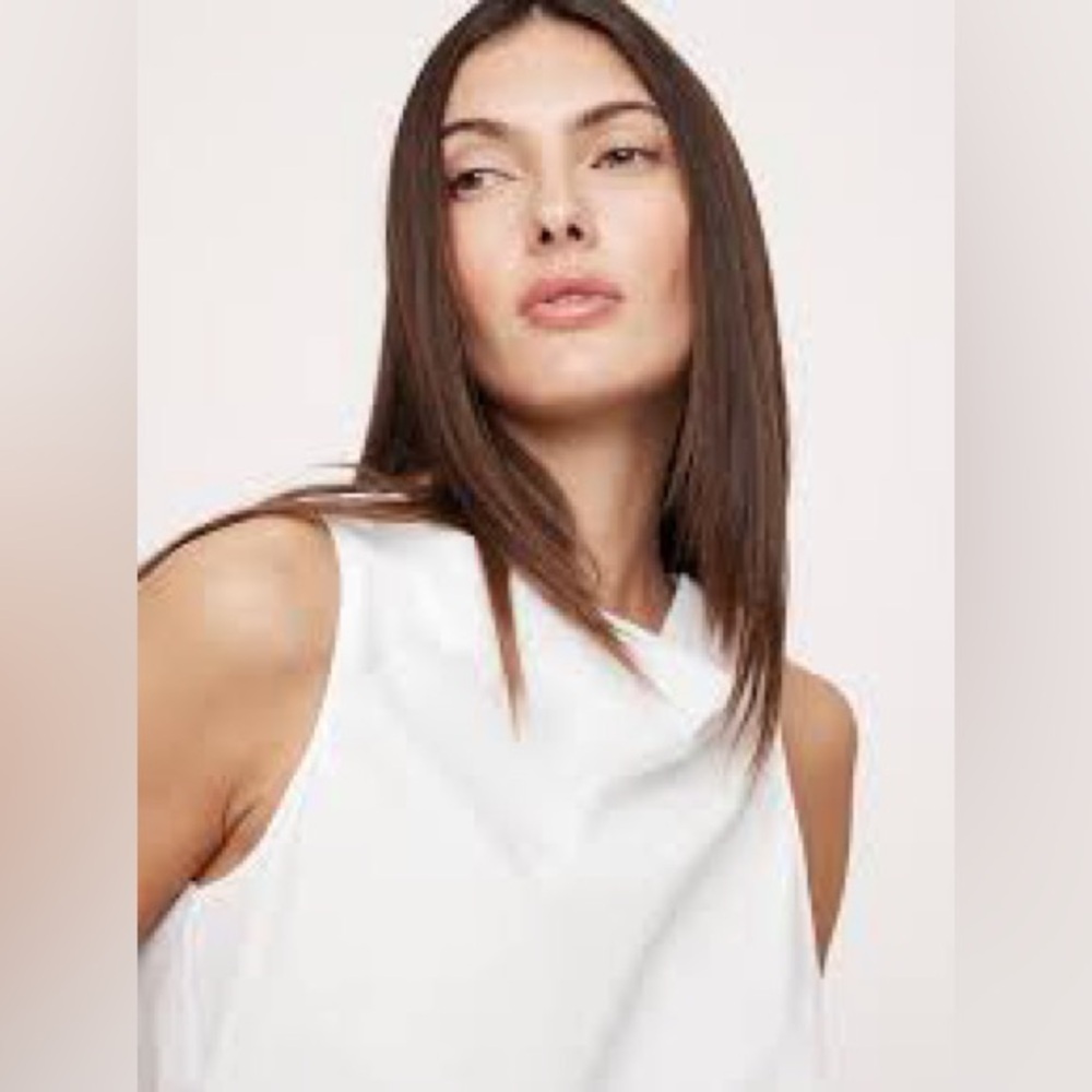 Banana Republic White Cowl Neck Sleeveless Top